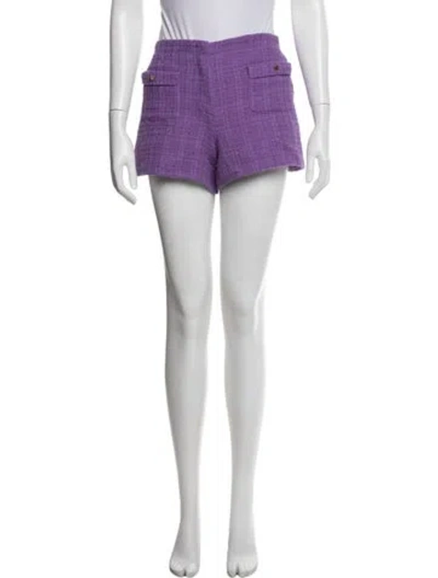 Pre-owned Maje Tweed Pattern Mini Shorts In White