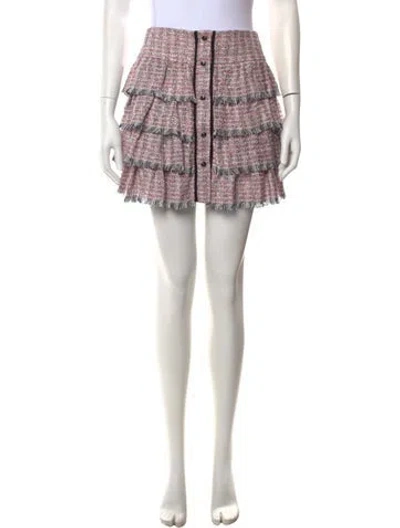 Pre-owned Maje Tweed Pattern Mini Skirt In Black/pink/white