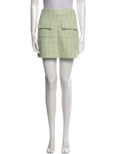 Pre-owned Maje Tweed Pattern Mini Skirt In Green