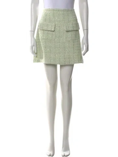 Pre-owned Maje Tweed Pattern Mini Skirt In Green