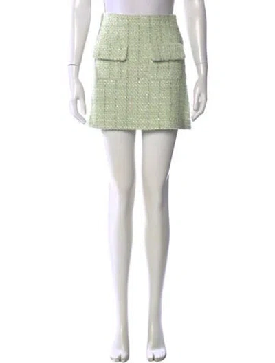 Pre-owned Maje Tweed Pattern Mini Skirt In Green