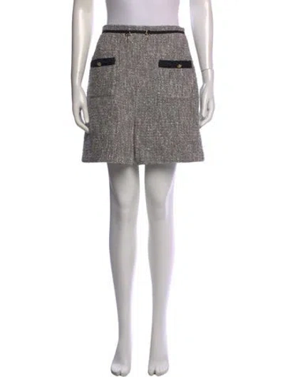 Pre-owned Maje Tweed Pattern Mini Skirt In Grey