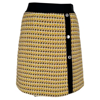 Pre-owned Maje Tweed Pattern Mini Skirt In Yellow Polyester