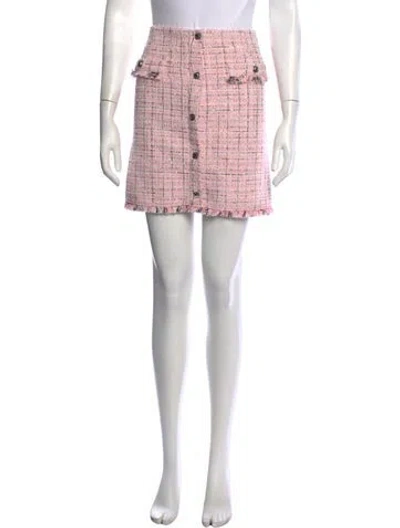 Pre-owned Maje Tweed Pattern Mini Skirt In Metallic/pink