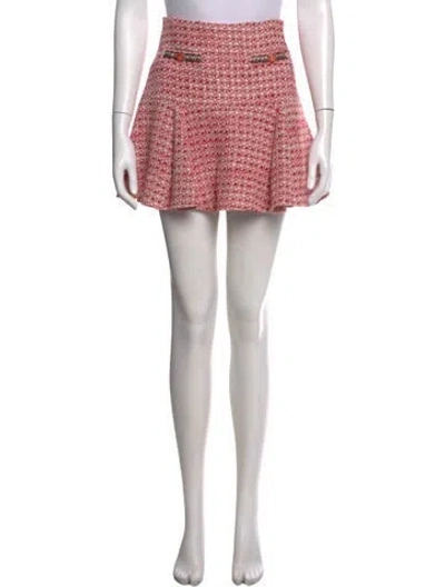 Pre-owned Maje Tweed Pattern Mini Skirt In Metallic/red