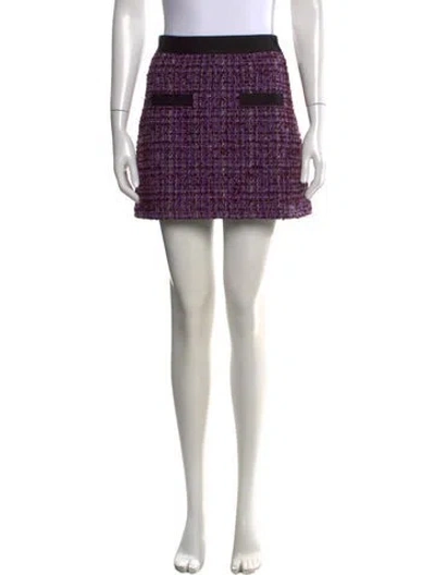 Pre-owned Maje Tweed Pattern Mini Skirt In Purple