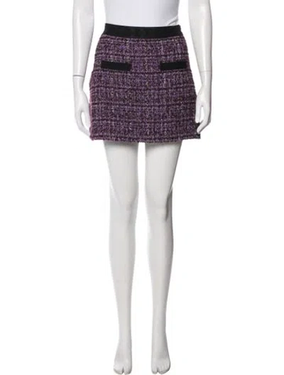 Pre-owned Maje Tweed Pattern Mini Skirt In Purple