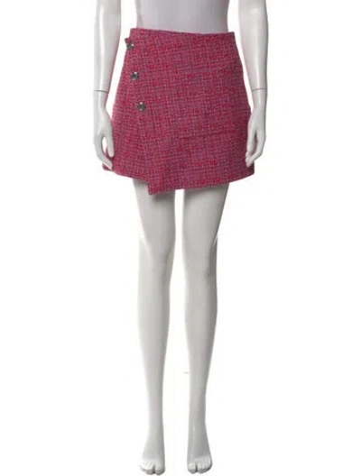 Pre-owned Maje Tweed Pattern Mini Skirt In Red