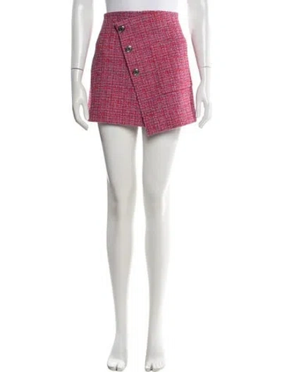 Pre-owned Maje Tweed Pattern Mini Skirt In Red