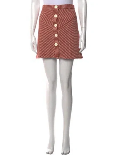 Pre-owned Maje Tweed Pattern Mini Skirt In Red