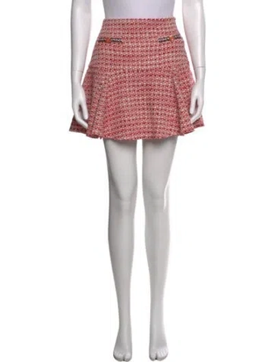 Pre-owned Maje Tweed Pattern Mini Skirt In Red