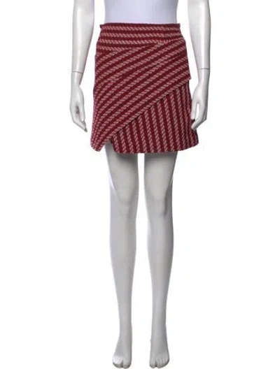 Pre-owned Maje Tweed Pattern Mini Skirt W/ Tags In Red