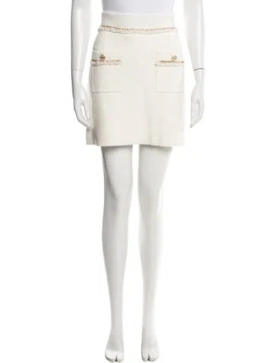 Pre-owned Maje Tweed Pattern Mini Skirt In White