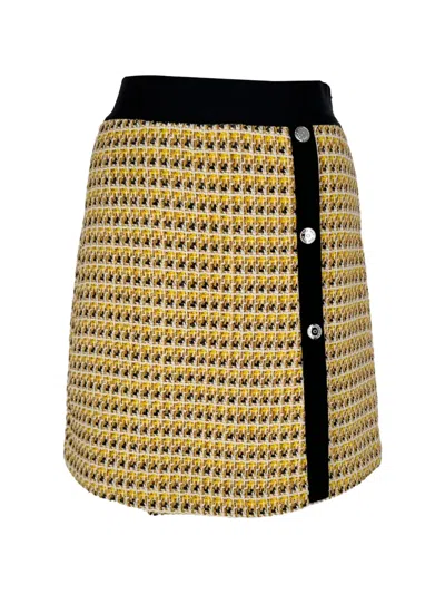 Pre-owned Maje Tweed Pattern Mini Skirt In Yellow