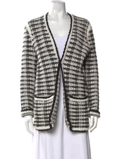Pre-owned Maje Tweed Pattern Open Front Sweater In Multi
