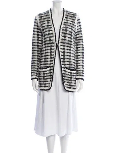 Pre-owned Maje Tweed Pattern Open Front Sweater W/ Tags In Neutral