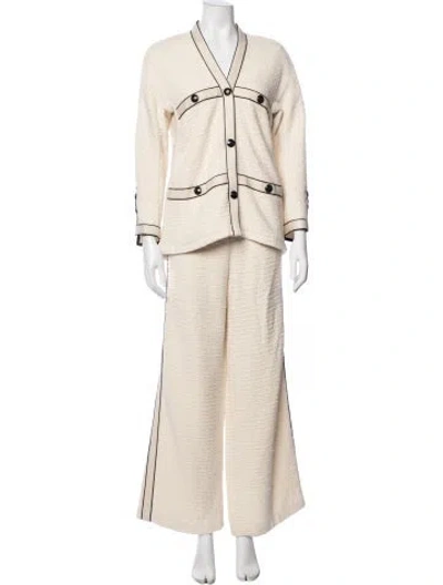 Pre-owned Maje Tweed Pattern Pant Set W/ Tags In Neutral