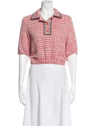 Pre-owned Maje Tweed Pattern Short Sleeve Polo