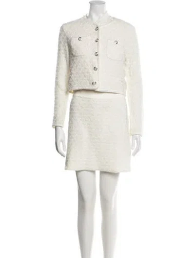 Pre-owned Maje Tweed Pattern Skirt Suit In Gold