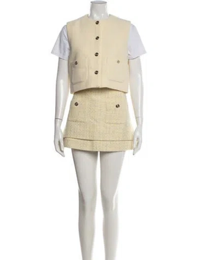 Pre-owned Maje Tweed Pattern Skirt Suit In Neutral