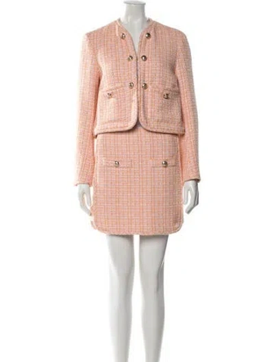 Pre-owned Maje Tweed Pattern Skirt Suit In Pink