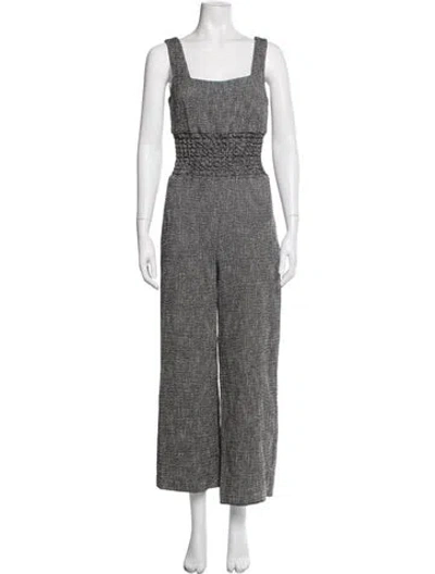 Pre-owned Maje Tweed Pattern Square Neckline Jumpsuit In Black