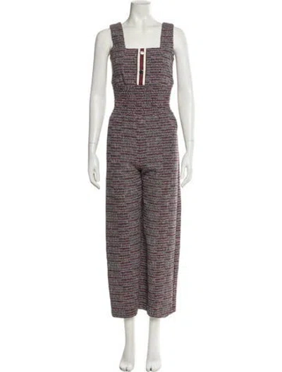 Pre-owned Maje Tweed Pattern Square Neckline Jumpsuit In Multi