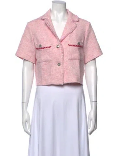 Pre-owned Maje Tweed Pattern Sweater In Pink