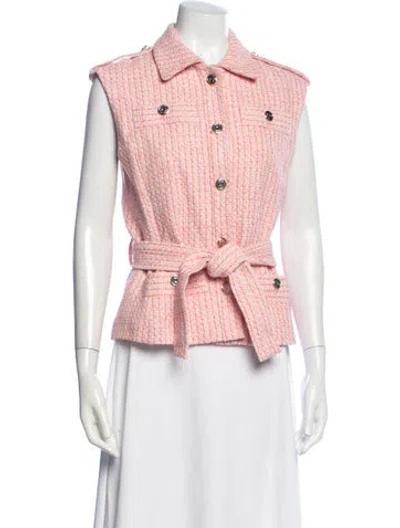 Pre-owned Maje Tweed Pattern Vest In Pink
