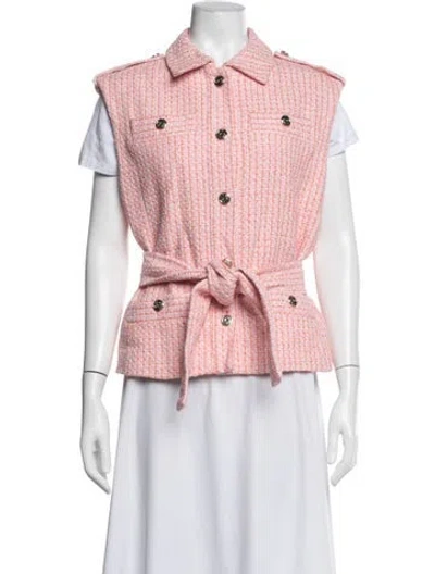 Pre-owned Maje Tweed Pattern Vest In Pink