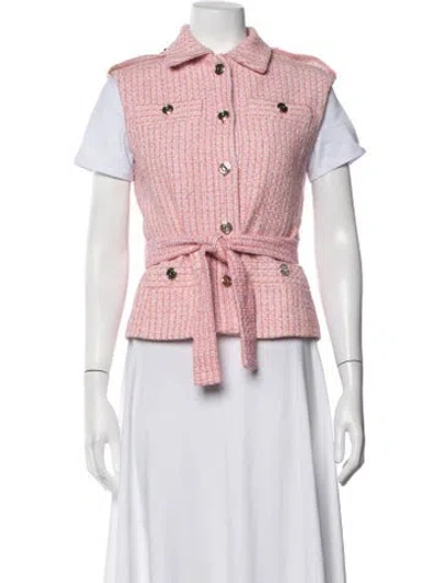 Pre-owned Maje Tweed Pattern Vest In Pink