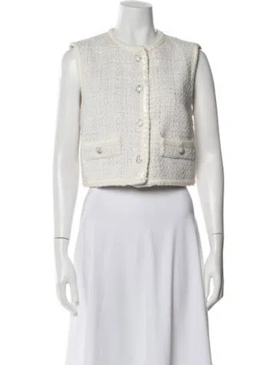 Pre-owned Maje Tweed Pattern Vest W/ Tags In White