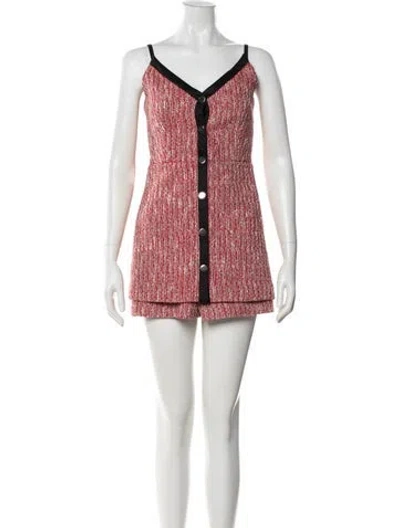 Pre-owned Maje Tweed Pattern V-neck Jumpsuit In Red