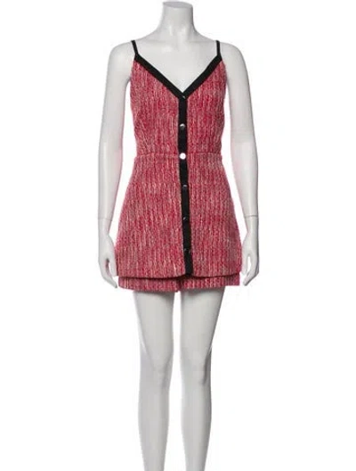 Pre-owned Maje Tweed Pattern V-neck Romper In Red