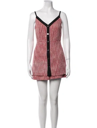 Pre-owned Maje Tweed Pattern V-neck Romper In Red