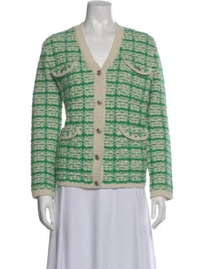 Pre-owned Maje Tweed Pattern V-neck Sweater