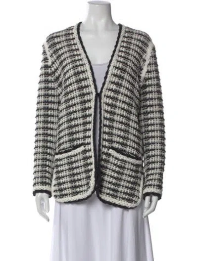 Pre-owned Maje Tweed Pattern V-neck Sweater In Multi