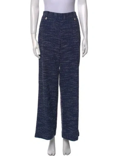 Pre-owned Maje Tweed Pattern Wide Leg Pants In Blue