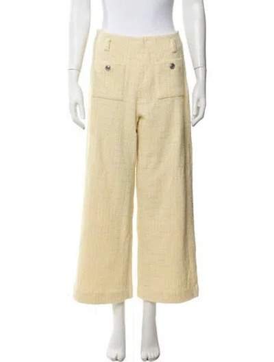 Pre-owned Maje Tweed Pattern Wide Leg Pants In Metallic/yellow