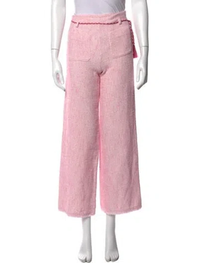 Pre-owned Maje Tweed Pattern Wide Leg Pants In Pink
