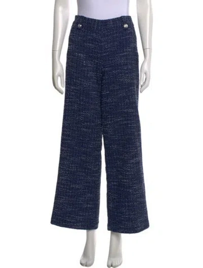 Pre-owned Maje Tweed Pattern Wide Leg Pants W/ Tags In Blue
