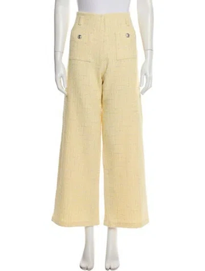 Pre-owned Maje Tweed Pattern Wide Leg Pants In Yellow
