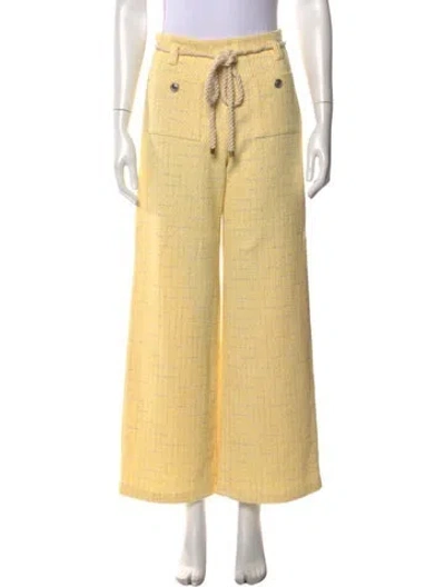 Pre-owned Maje Tweed Pattern Wide Leg Pants In Yellow
