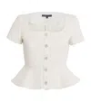 Maje Tweed Peplum Top In White