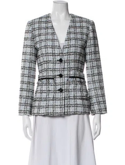 Pre-owned Maje Tweed Plaid Print Blazer