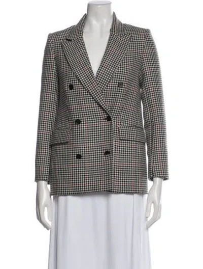 Pre-owned Maje Tweed Plaid Print Blazer In Black