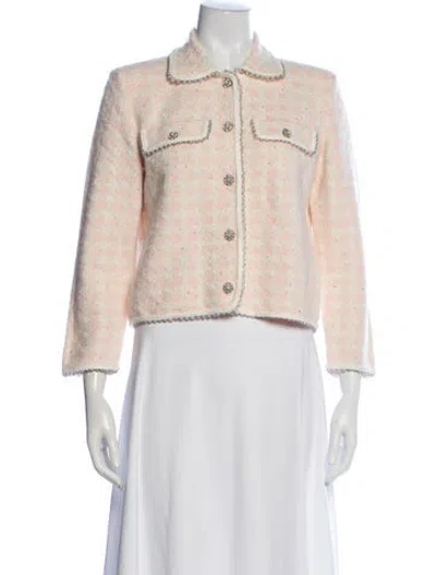 Pre-owned Maje Tweed Plaid Print Jacket In Pink