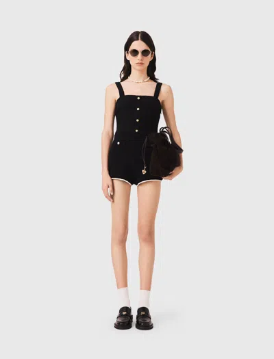 Maje Tweed Playsuit In Black