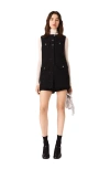 Maje Tweed Playsuit With Rhinestones In Black