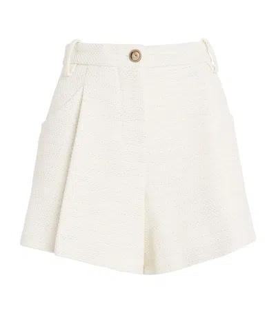 Maje Tweed Pleated Shorts In White